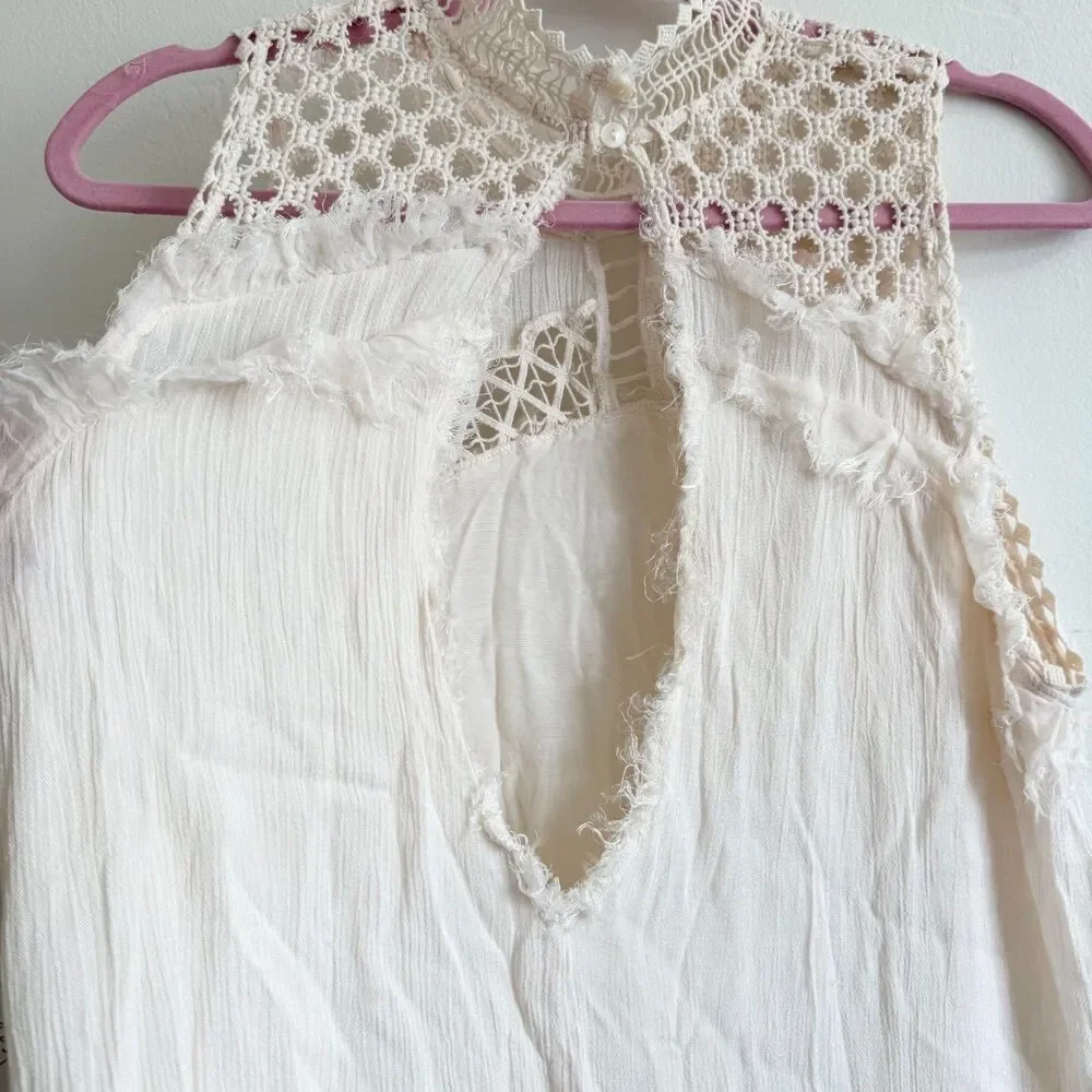 NWT with FLAW Free People FP One Ma Jolie Crochet Boho Mini Dress Size Medium